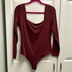 Nuuds Square Neck Bodysuit Merlot